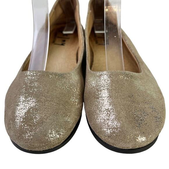 Fs/Ny French Sole Gold Leather Slip On Wedge Loafers Round Toe Womens Shoes sz 6 - Picture 7 of 16